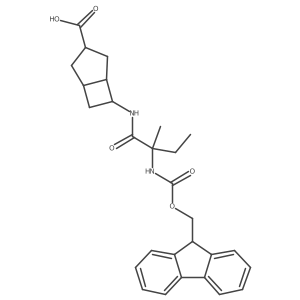 rac-(1R,5R,6S)-6-[2-({[(9H-fluoren-9-yl)methoxy]carbonyl}amino)-2-methylbutanamido]bicyclo[3.2.0]heptane-3-carboxylic acid Structure