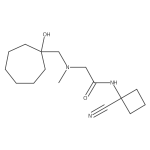 N-(1-Cyanocyclobutyl)-2-[(1-hydroxycycloheptyl)methyl-methylamino]acetamide结构式