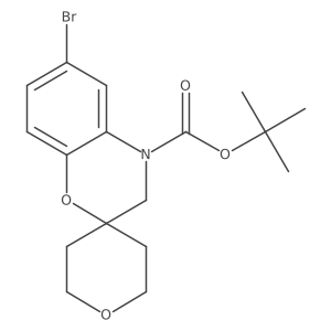 Tert-butyl 6-bromo-3,4-dihydrospiro[1,4-benzoxazine-2,4'-oxane]-4-carboxylate结构式
