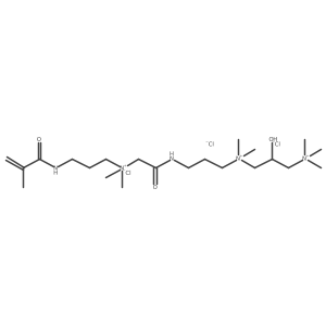 1,3-Propanediaminium, N1-[3-[[2-[dimethyl[3-[(2-methyl-1-oxo-2-propen-1-yl)amino]propyl]ammonio]acetyl]amino]propyl]-2-hydroxy-N1,N1,N3,N3,N3-pentamethyl-, chloride (1:3) Structure