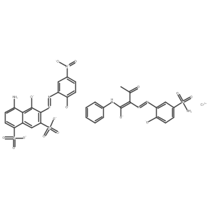 Chromate(3-), [4-amino-5-hydroxy-6-[(2-hydroxy-5-nitrophenyl)azo]-1,7-naphthalenedisulfonato(4-)][2-[[5-(aminosulfonyl)-2-hydroxyphenyl]azo]-3-oxo-N-phenylbutanamidato(2-)]- Structure