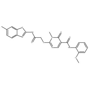 N-(2-methoxyphenyl)-1-methyl-2-((2-((6-methylbenzo[d]thiazol-2-yl)amino)-2-oxoethyl)thio)-6-oxo-1,6-dihydropyrimidine-5-carboxamide Structure