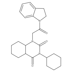 3-Cyclohexyl-1-[2-(2,3-dihydroindol-1-yl)-2-oxoethyl]-4a,5,6,7,8,8a-hexahydroquinazoline-2,4-dione结构式