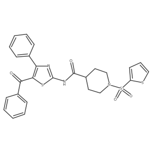 N-(5-benzoyl-4-phenylthiazol-2-yl)-1-(thiophen-2-ylsulfonyl)piperidine-4-carboxamide Structure