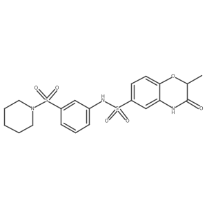 2-methyl-3-oxo-N-[3-(piperidin-1-ylsulfonyl)phenyl]-3,4-dihydro-2H-1,4-benzoxazine-6-sulfonamide结构式