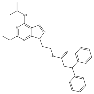 N-(2-(4-(isopropylamino)-6-(methylthio)-1H-pyrazolo[3,4-d]pyrimidin-1-yl)ethyl)-3,3-diphenylpropanamide结构式