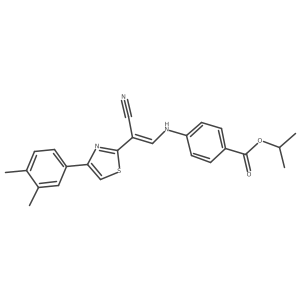 propan-2-yl 4-{[(1E)-2-cyano-2-[4-(3,4-dimethylphenyl)-1,3-thiazol-2-yl]eth-1-en-1-yl]amino}benzoate Structure