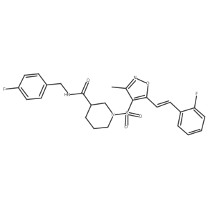 1-({5-[(1E)-2-(2-Fluorophenyl)ethenyl]-3-methyl-1,2-oxazol-4-YL}sulfonyl)-N-[(4-fluorophenyl)methyl]piperidine-3-carboxamide结构式