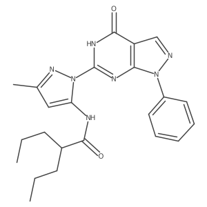 N-(3-methyl-1-(4-oxo-1-phenyl-4,5-dihydro-1H-pyrazolo[3,4-d]pyrimidin-6-yl)-1H-pyrazol-5-yl)-2-propylpentanamide Structure
