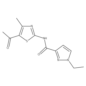 N-(5-acetyl-4-methylthiazol-2-yl)-1-ethyl-1H-pyrazole-3-carboxamide结构式