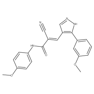 (E)-2-cyano-N-(4-methoxyphenyl)-3-[5-(3-methoxyphenyl)-1H-pyrazol-4-yl]prop-2-enamide Structure