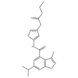 Ethyl [2-({[3-methyl-6-(propan-2-yl)[1,2]oxazolo[5,4-b]pyridin-4-yl]carbonyl}amino)-1,3-thiazol-4-yl]acetate结构式