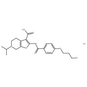 2-(4-Butoxybenzamido)-6-isopropyl-4,5,6,7-tetrahydrothieno[2,3-c]pyridine-3-carboxamide hydrochloride Structure