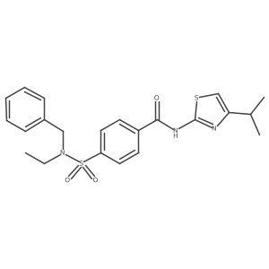 CCN(Cc1ccccc1)S(=O)(=O)c1ccc(C(=O)Nc2nc(C(C)C)cs2)cc1结构式