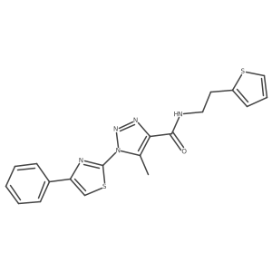 5-methyl-1-(4-phenylthiazol-2-yl)-N-(2-(thiophen-2-yl)ethyl)-1H-1,2,3-triazole-4-carboxamide结构式