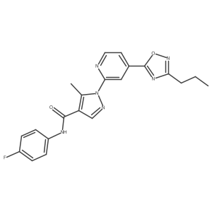 N-(4-fluorophenyl)-5-methyl-1-[4-(3-propyl-1,2,4-oxadiazol-5-yl)pyridin-2-yl]-1H-pyrazole-4-carboxamide结构式