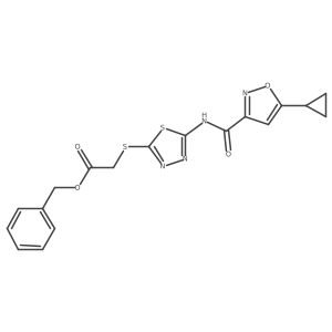 Benzyl 2-((5-(5-cyclopropylisoxazole-3-carboxamido)-1,3,4-thiadiazol-2-yl)thio)acetate Structure