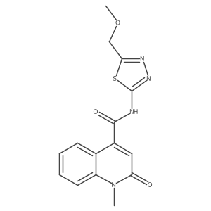 N-[5-(methoxymethyl)-1,3,4-thiadiazol-2-yl]-1-methyl-2-oxo-1,2-dihydroquinoline-4-carboxamide结构式