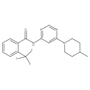 N-[6-(4-methylpiperidin-1-yl)pyrimidin-4-yl]-2-(trifluoromethyl)benzamide结构式