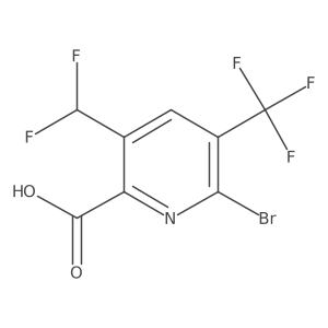 6-Bromo-3-(difluoromethyl)-5-(trifluoromethyl)picolinic acid结构式