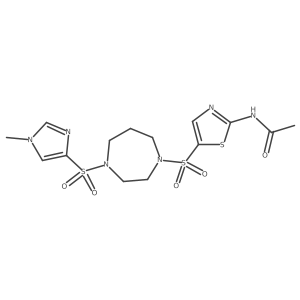 N-(5-((4-((1-methyl-1H-imidazol-4-yl)sulfonyl)-1,4-diazepan-1-yl)sulfonyl)thiazol-2-yl)acetamide结构式