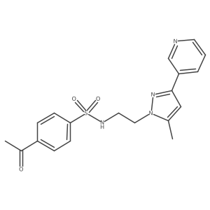 4-acetyl-N-(2-(5-methyl-3-(pyridin-3-yl)-1H-pyrazol-1-yl)ethyl)benzenesulfonamide结构式