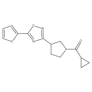 Cyclopropyl(3-(5-(thiophen-2-yl)-1,2,4-oxadiazol-3-yl)pyrrolidin-1-yl)methanone结构式