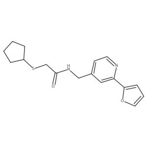 2-(cyclopentylthio)-N-((2-(furan-2-yl)pyridin-4-yl)methyl)acetamide结构式