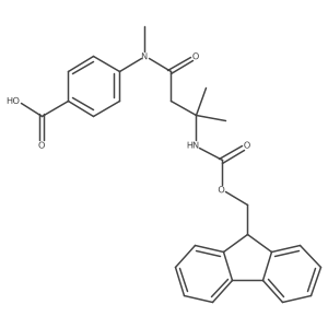 4-[3-({[(9H-fluoren-9-yl)methoxy]carbonyl}amino)-N,3-dimethylbutanamido]benzoic acid Structure