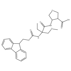 4-[2-({[(9H-fluoren-9-yl)methoxy]carbonyl}amino)-2-(methoxymethyl)butanamido]oxolane-3-carboxylic acid结构式