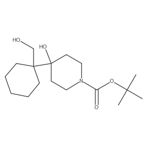 Tert-butyl 4-hydroxy-4-[1-(hydroxymethyl)cyclohexyl]piperidine-1-carboxylate结构式
