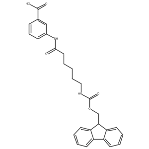 3-[6-({[(9H-fluoren-9-yl)methoxy]carbonyl}amino)hexanamido]benzoic acid结构式
