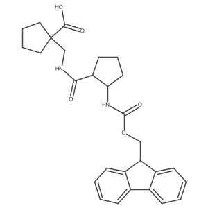 rac-1-({[(1R,2S)-2-({[(9H-fluoren-9-yl)methoxy]carbonyl}amino)cyclopentyl]formamido}methyl)cyclopentane-1-carboxylic acid Structure