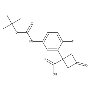 1-(5-{[(Tert-butoxy)carbonyl]amino}-2-fluorophenyl)-3-oxocyclobutane-1-carboxylic acid结构式