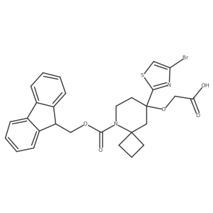 2-[[8-(4-Bromo-1,3-thiazol-2-yl)-5-(9H-fluoren-9-ylmethoxycarbonyl)-5-azaspiro[3.5]nonan-8-yl]oxy]acetic acid结构式