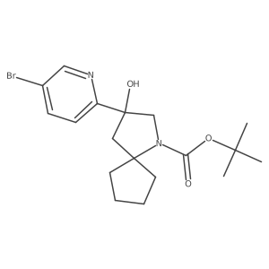 Tert-butyl 3-(5-bromopyridin-2-yl)-3-hydroxy-1-azaspiro[4.4]nonane-1-carboxylate结构式