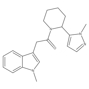 2-(1-methyl-1H-indol-3-yl)-1-[2-(1-methyl-1H-pyrazol-5-yl)piperidin-1-yl]ethan-1-one结构式