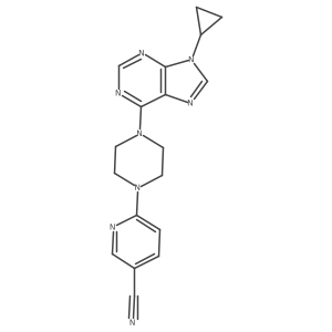 6-[4-(9-cyclopropyl-9H-purin-6-yl)piperazin-1-yl]pyridine-3-carbonitrile结构式