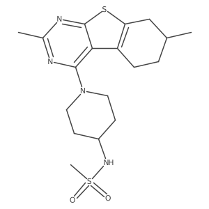 N-(1-{5,11-dimethyl-8-thia-4,6-diazatricyclo[7.4.0.0^{2,7}]trideca-1(9),2,4,6-tetraen-3-yl}piperidin-4-yl)methanesulfonamide结构式