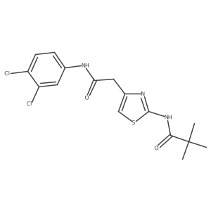 N-(4-(2-((3,4-dichlorophenyl)amino)-2-oxoethyl)thiazol-2-yl)pivalamide结构式