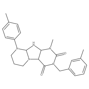1-methyl-9-(4-methylphenyl)-3-[(3-methylphenyl)methyl]-6,7,8,9a,10,10a-hexahydro-4aH-purino[7,8-a]pyrimidine-2,4-dione结构式