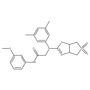 2-((3,5-dimethylphenyl)(5,5-dioxido-3a,4,6,6a-tetrahydrothieno[3,4-d]thiazol-2-yl)amino)-N-(3-methoxyphenyl)acetamide结构式