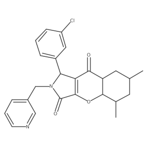 1-(3-chlorophenyl)-5,7-dimethyl-2-(pyridin-3-ylmethyl)-4a,5,6,7,8,8a-hexahydro-1H-chromeno[2,3-c]pyrrole-3,9-dione结构式