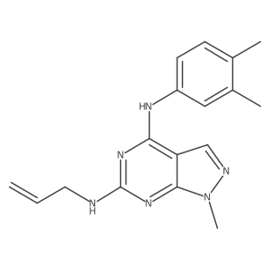 (3,4-Dimethylphenyl)[1-methyl-6-(prop-2-enylamino)pyrazolo[4,5-e]pyrimidin-4-y l]amine结构式