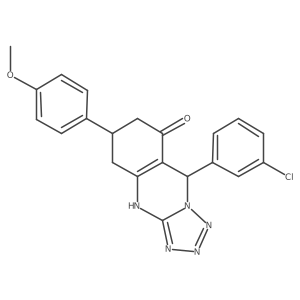 9-(3-chlorophenyl)-6-(4-methoxyphenyl)-5,6,7,9-tetrahydrotetrazolo[5,1-b]quinazolin-8(4H)-one结构式