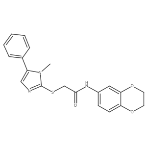 N-(2,3-dihydrobenzo[b][1,4]dioxin-6-yl)-2-((1-methyl-5-phenyl-1H-imidazol-2-yl)thio)acetamide结构式