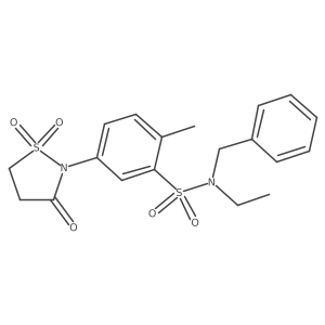 N-benzyl-5-(1,1-dioxido-3-oxoisothiazolidin-2-yl)-N-ethyl-2-methylbenzenesulfonamide结构式