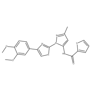 N-(1-(4-(3,4-dimethoxyphenyl)thiazol-2-yl)-3-methyl-1H-pyrazol-5-yl)thiophene-2-carboxamide结构式