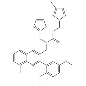N-[[2-(2,5-Dimethoxyphenyl)-8-methyl-3-quinolinyl]methyl]-N-(2-furanylmethyl)-3-methyl-1H-pyrazole-1-propanamide结构式