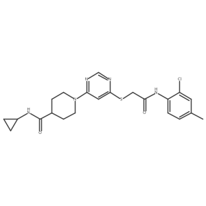 1-[6-({[(2-Chloro-4-methylphenyl)carbamoyl]methyl}sulfanyl)pyrimidin-4-YL]-N-cyclopropylpiperidine-4-carboxamide结构式